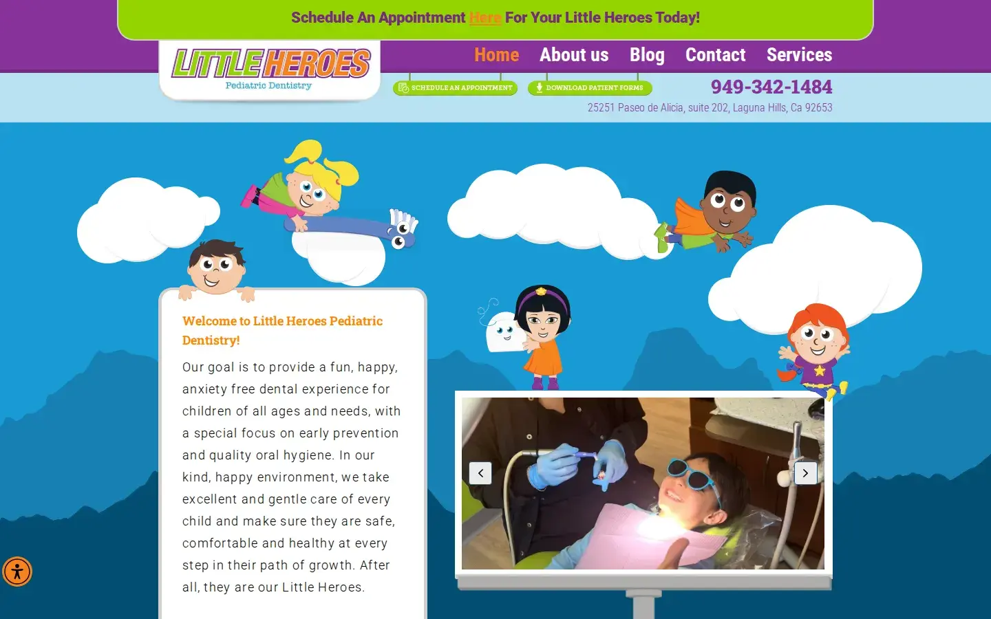 Homepage preview of Little Heroes of Orange County Pediatric Dentistry