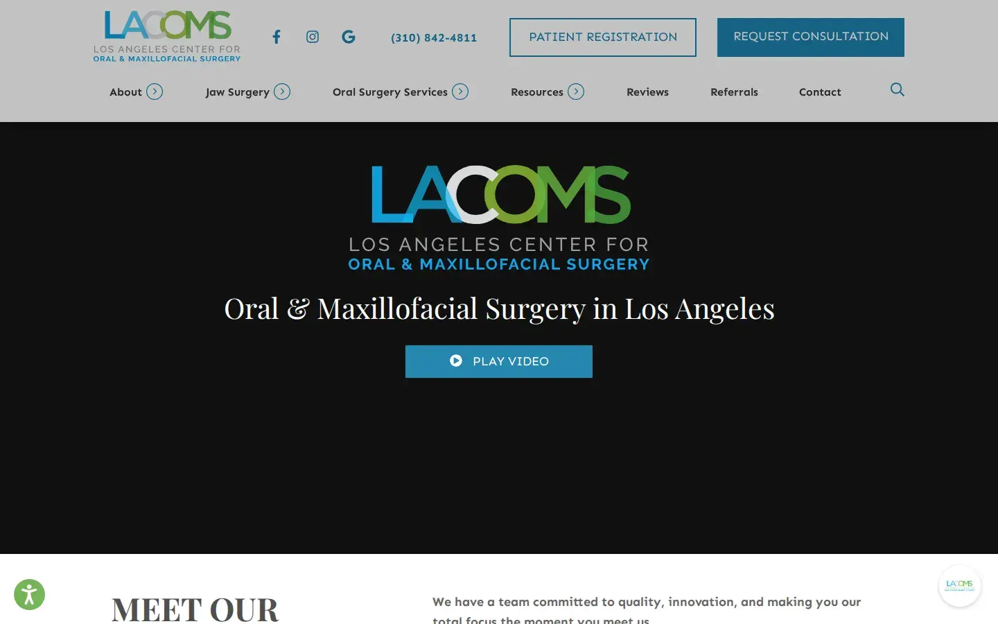 Homepage preview of Los Angeles Center for Oral and Maxillofacial Surgery