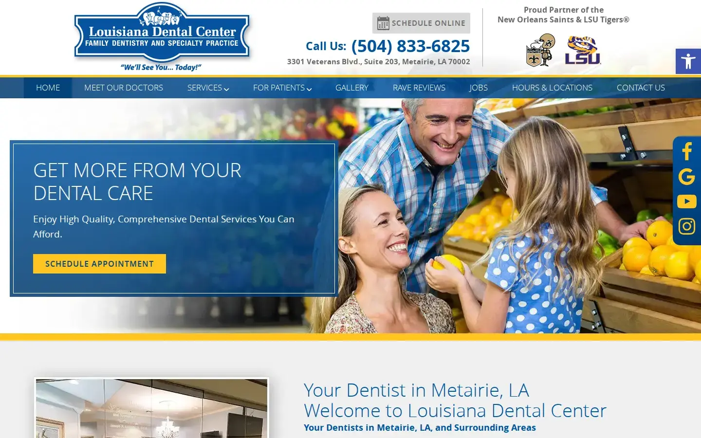 Homepage preview of Louisiana Dental Center - Metairie