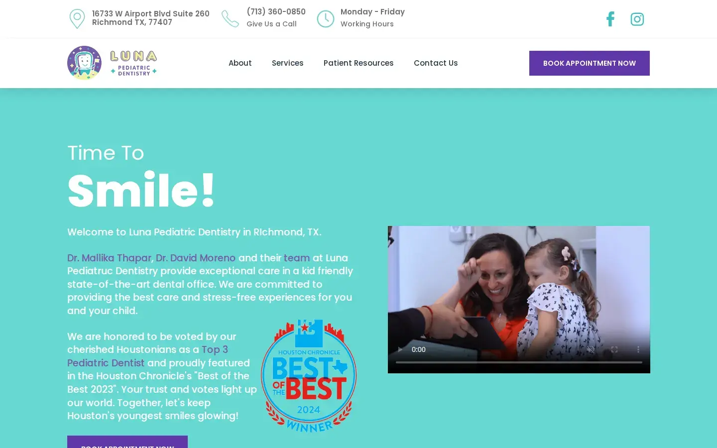 Homepage preview of Luna Pediatric Dentistry