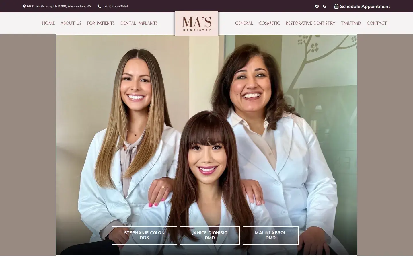 Homepage preview of MA’s Family & Cosmetic Dentistry