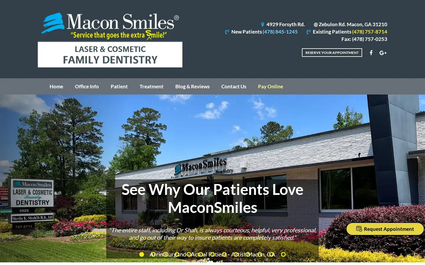 Homepage preview of Macon Smiles Laser & Cosmetic Family Dentistry