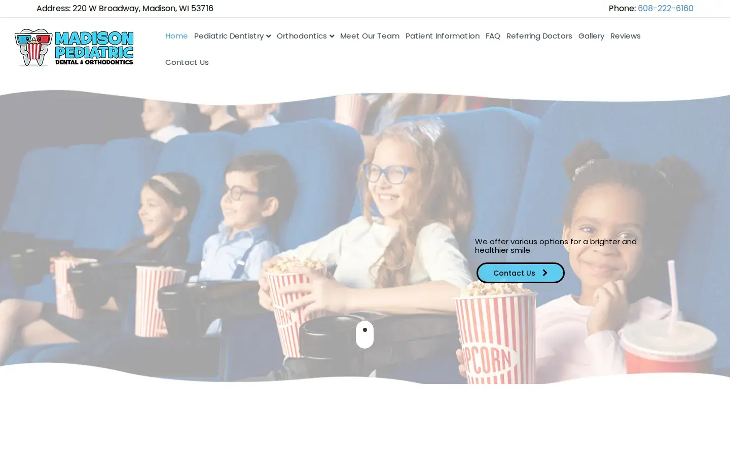 Homepage preview of Madison Pediatric Dental & Ortho.