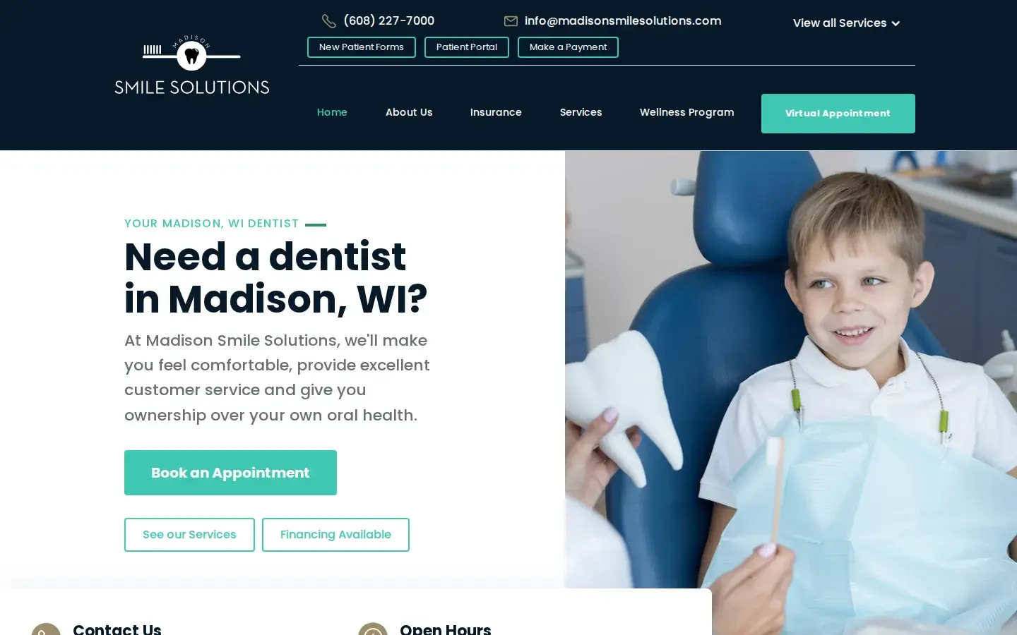 Homepage preview of Madison Smile Solutions