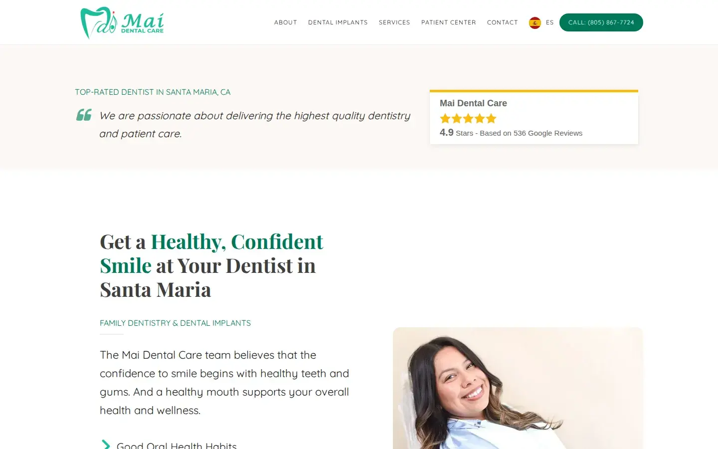 Homepage preview of Mai Dental Care