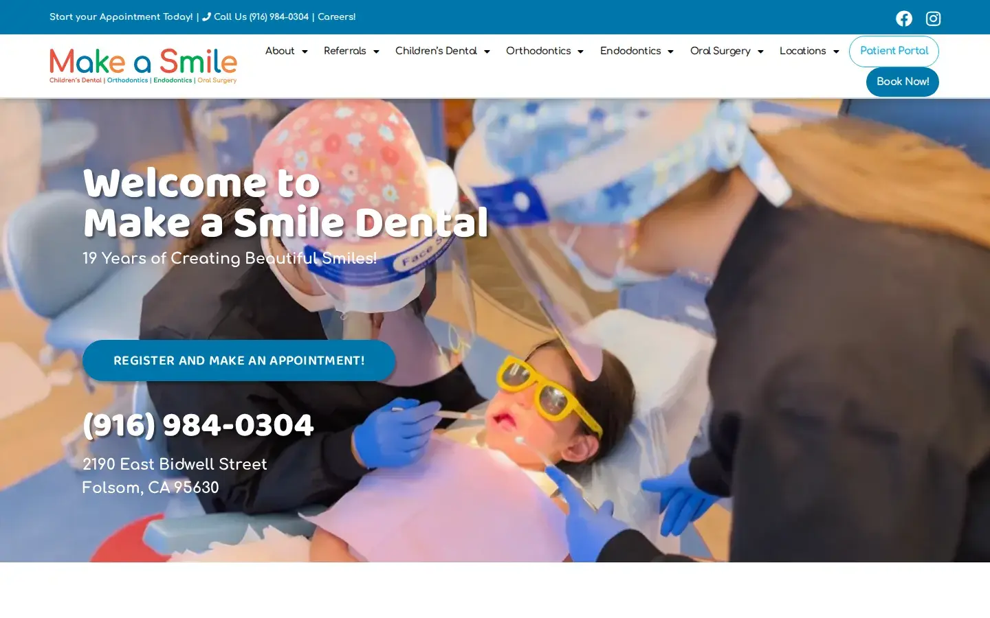 Homepage preview of Make A Smile - Children's Dental, Orthodontics, Endodontics, Oral Surgery