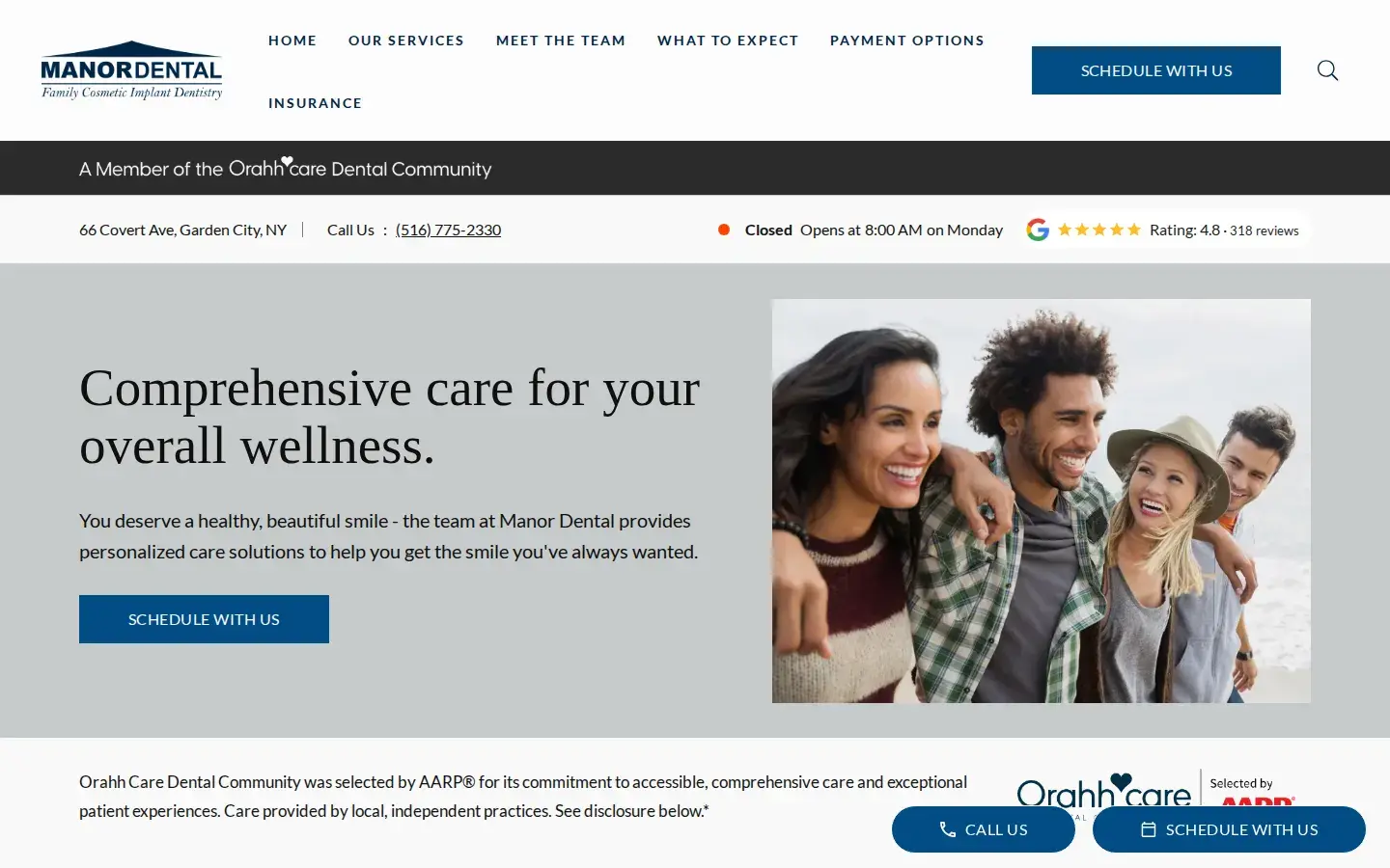 Homepage preview of Manor Dental