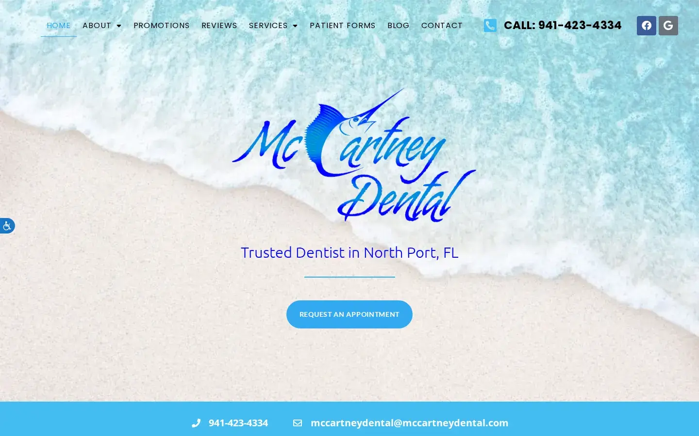 Homepage preview of McCartney Dental