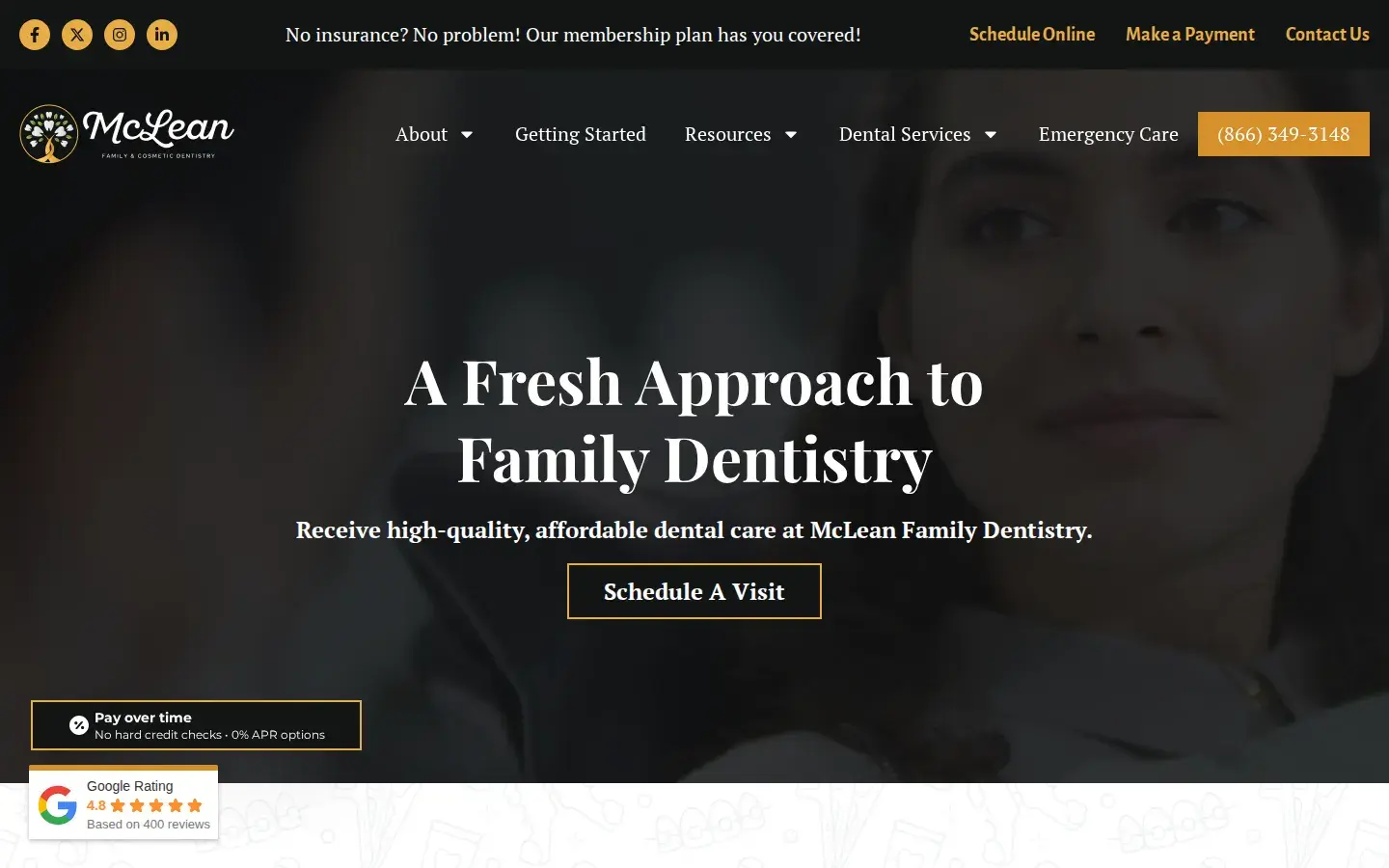 Homepage preview of McLean Family Dentistry