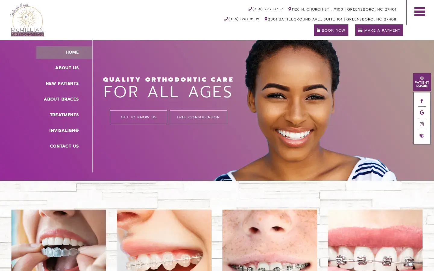 Homepage preview of McMillian Orthodontics