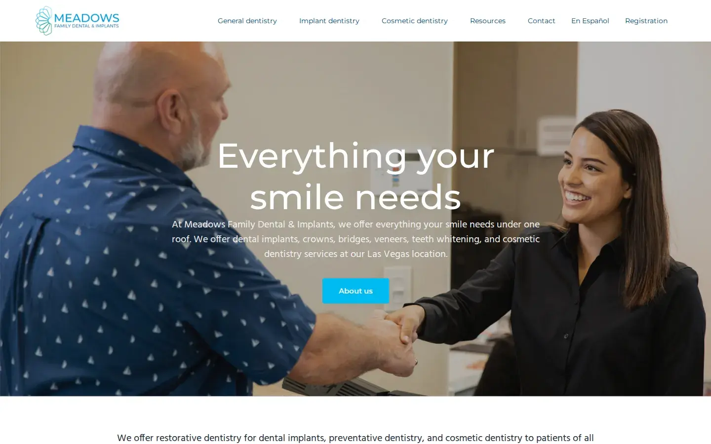 Homepage preview of Meadows Family Dental