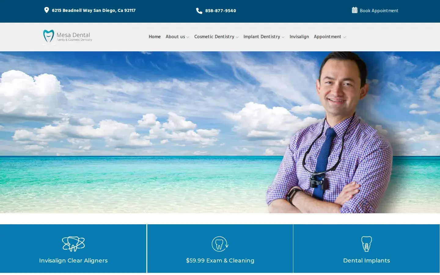 Homepage preview of Mesa Dental
