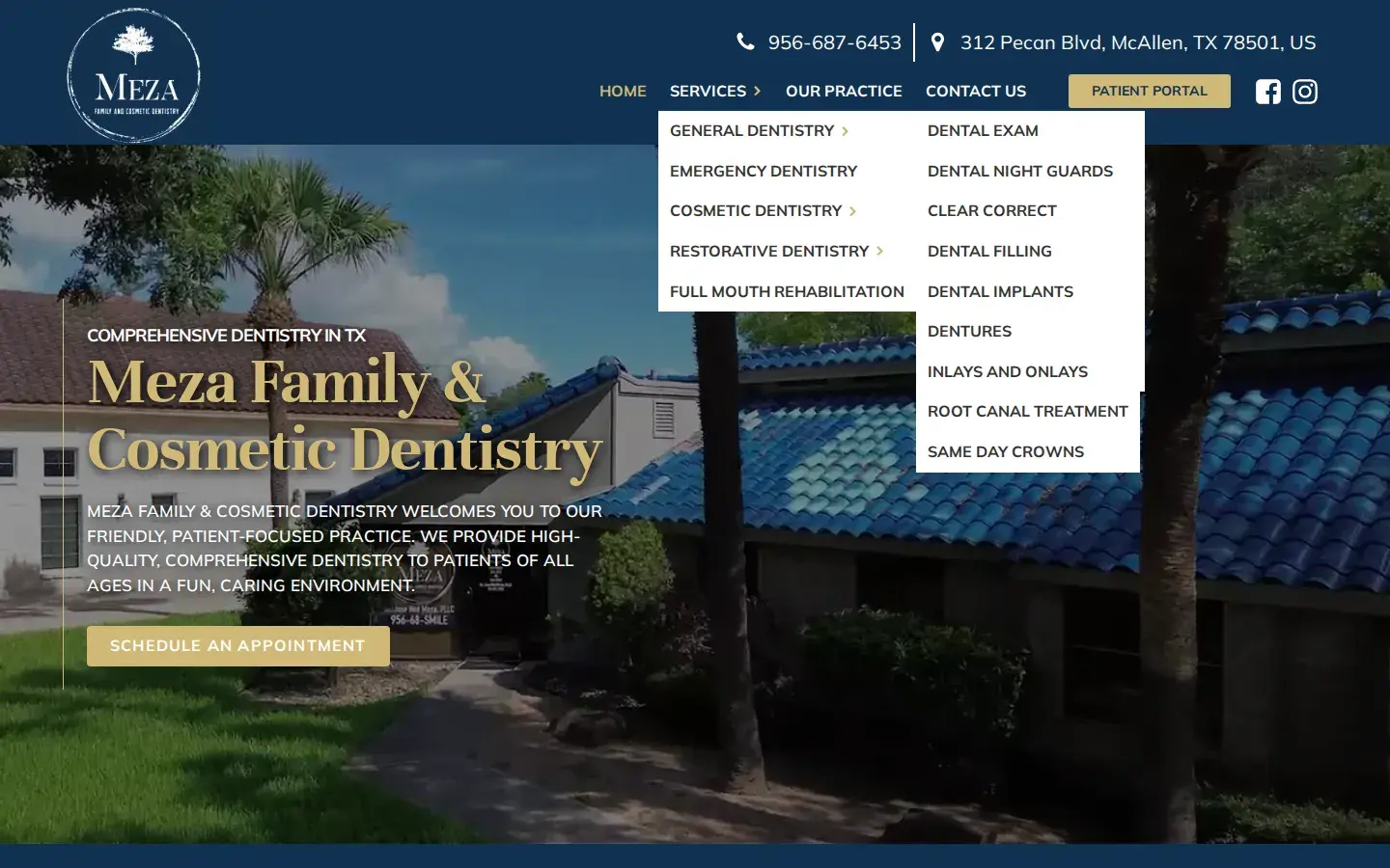 Homepage preview of Meza Family & Cosmetic Dentistry