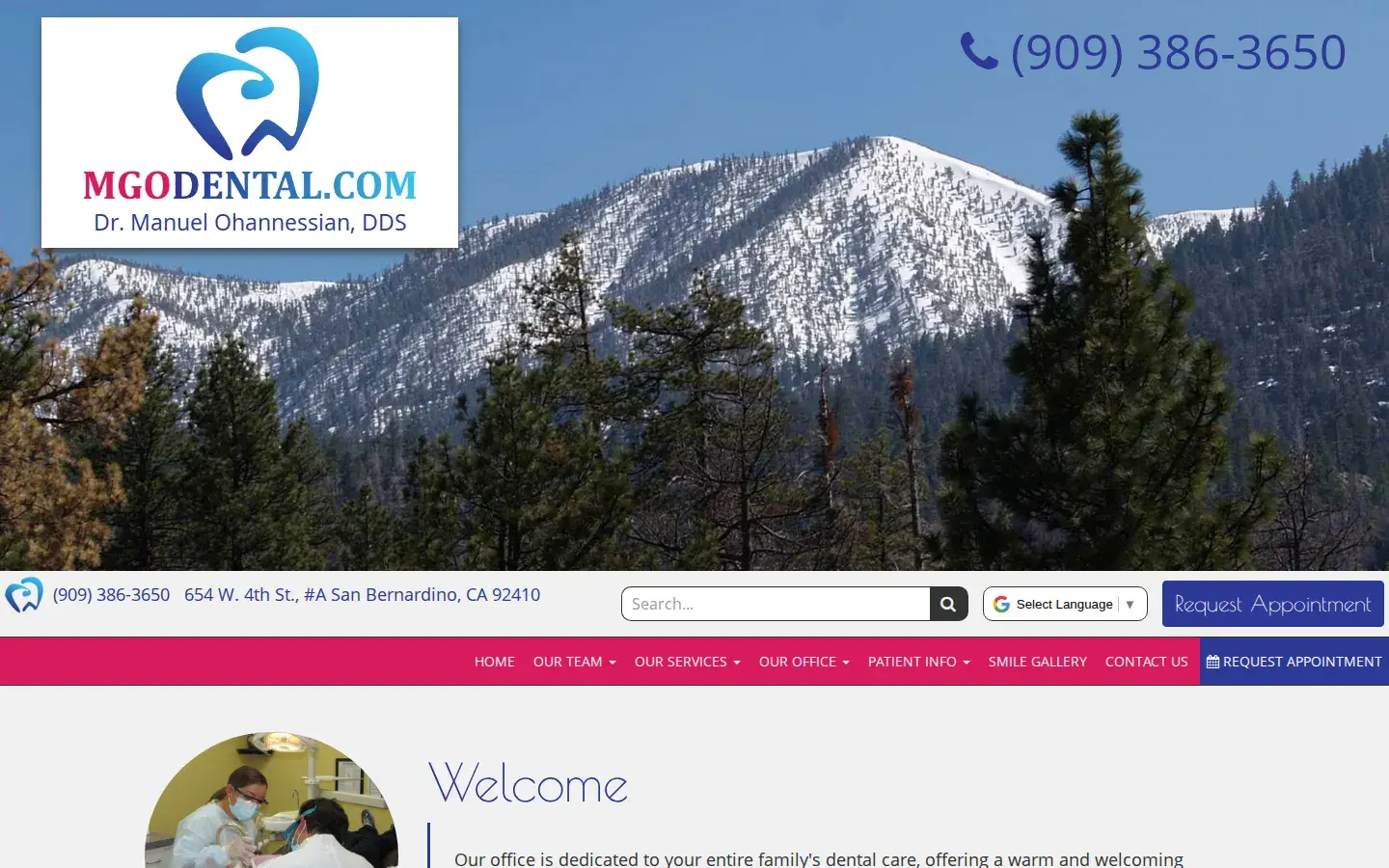 Homepage preview of MGO Dental