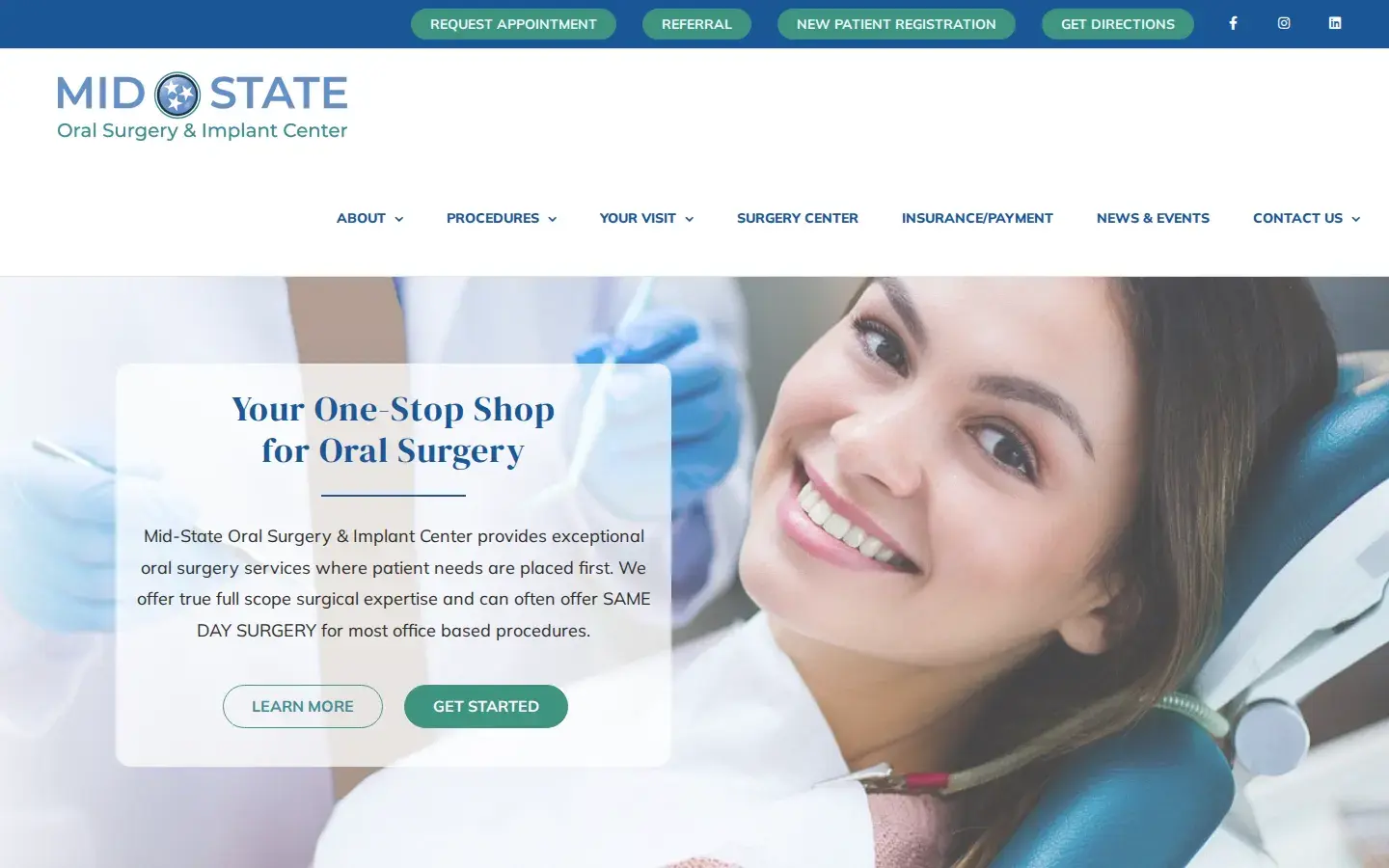 Homepage preview of Mid-State Oral Surgery & Implant Center