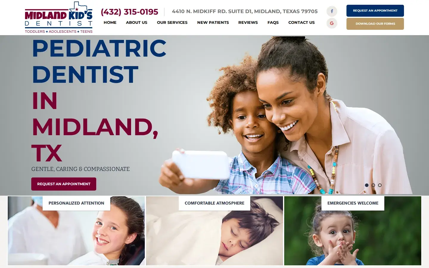 Homepage preview of Midland Kid’s Dentist