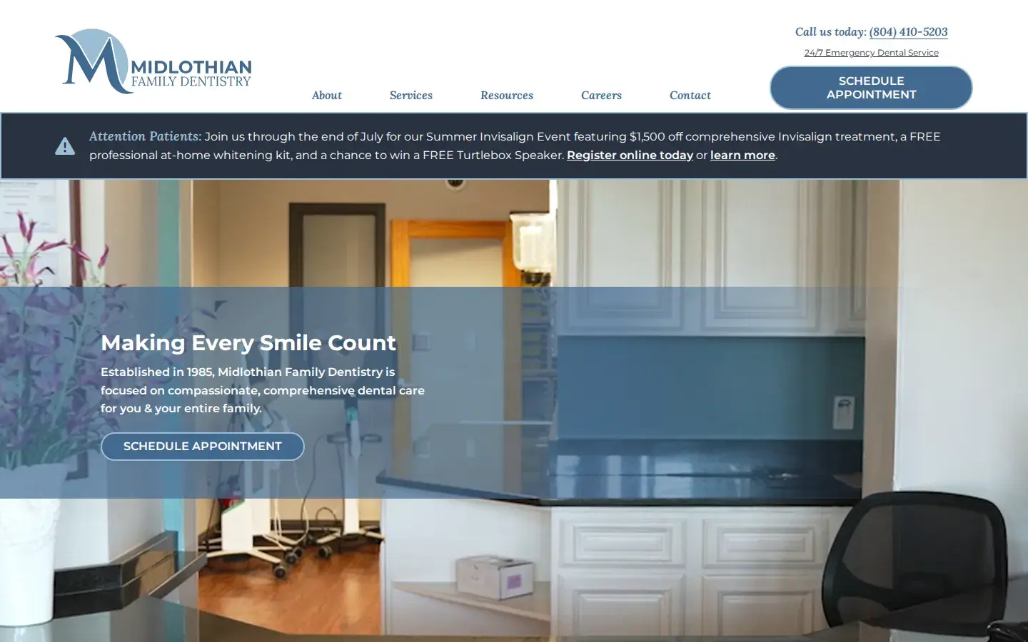 Homepage preview of Midlothian Family Dentistry