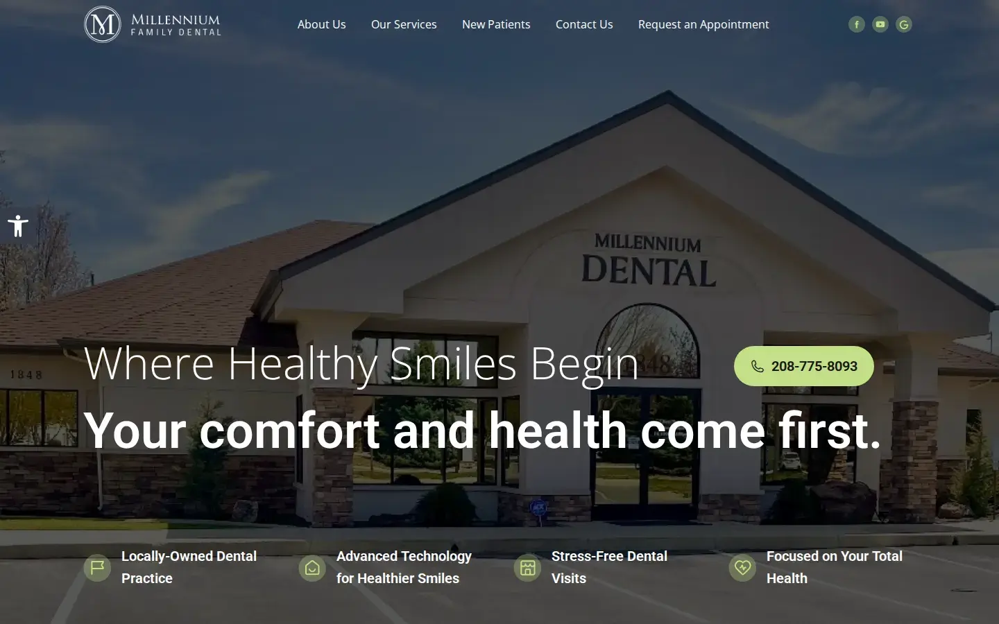 Homepage preview of Millennium Family Dental