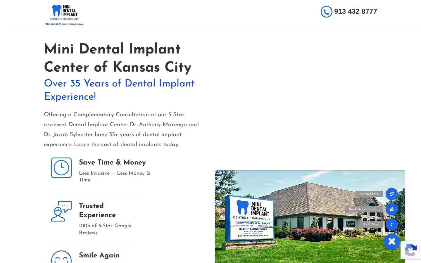 Homepage preview of Mini Dental Implant Center of Kansas City