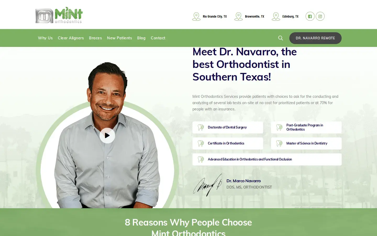 Homepage preview of Mint Orthodontics