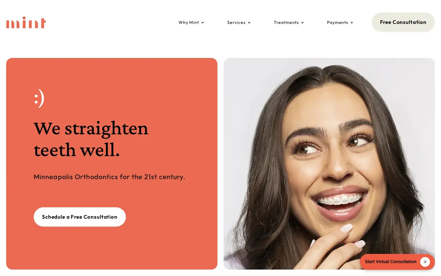 Homepage preview of Mint Orthodontics