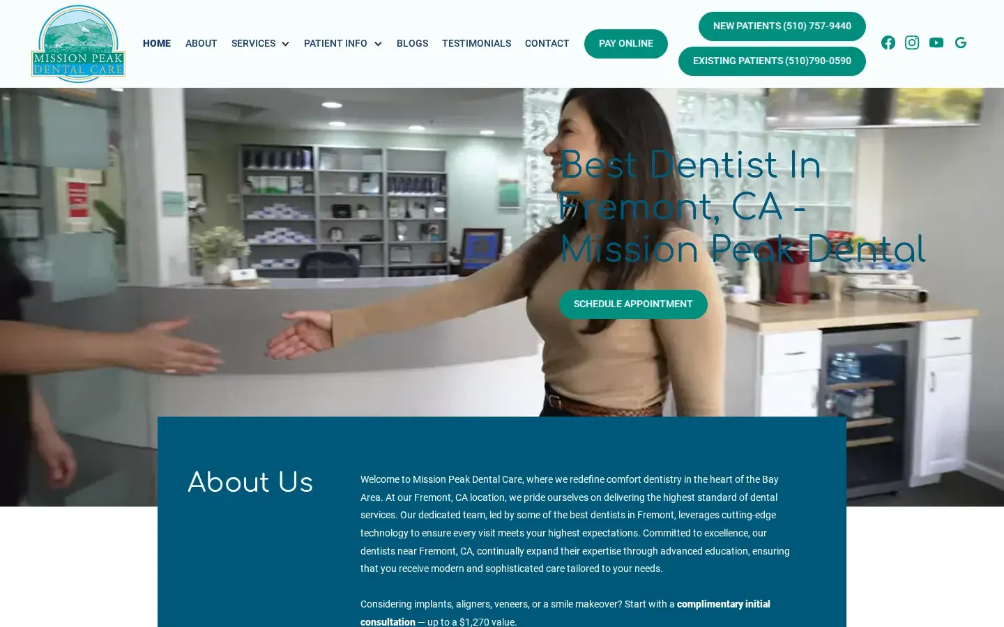 Homepage preview of Mission Peak Dental Care