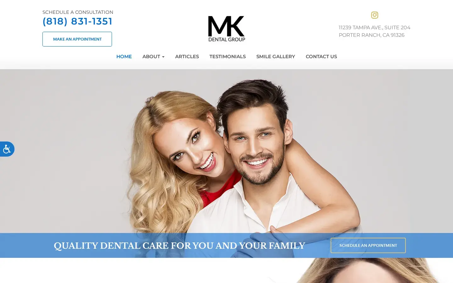 Homepage preview of MK Dental Group