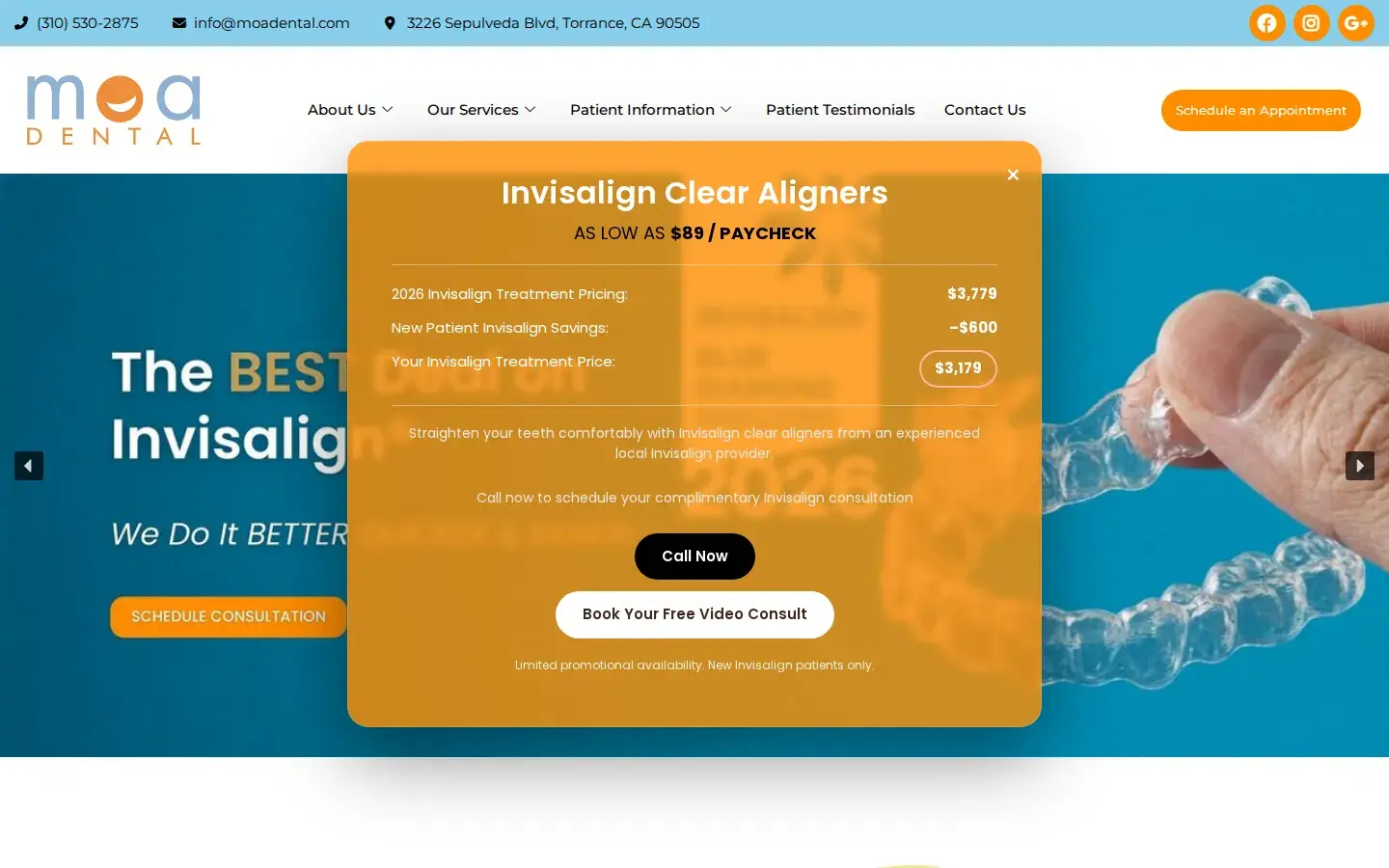 Homepage preview of MOA Dental Group