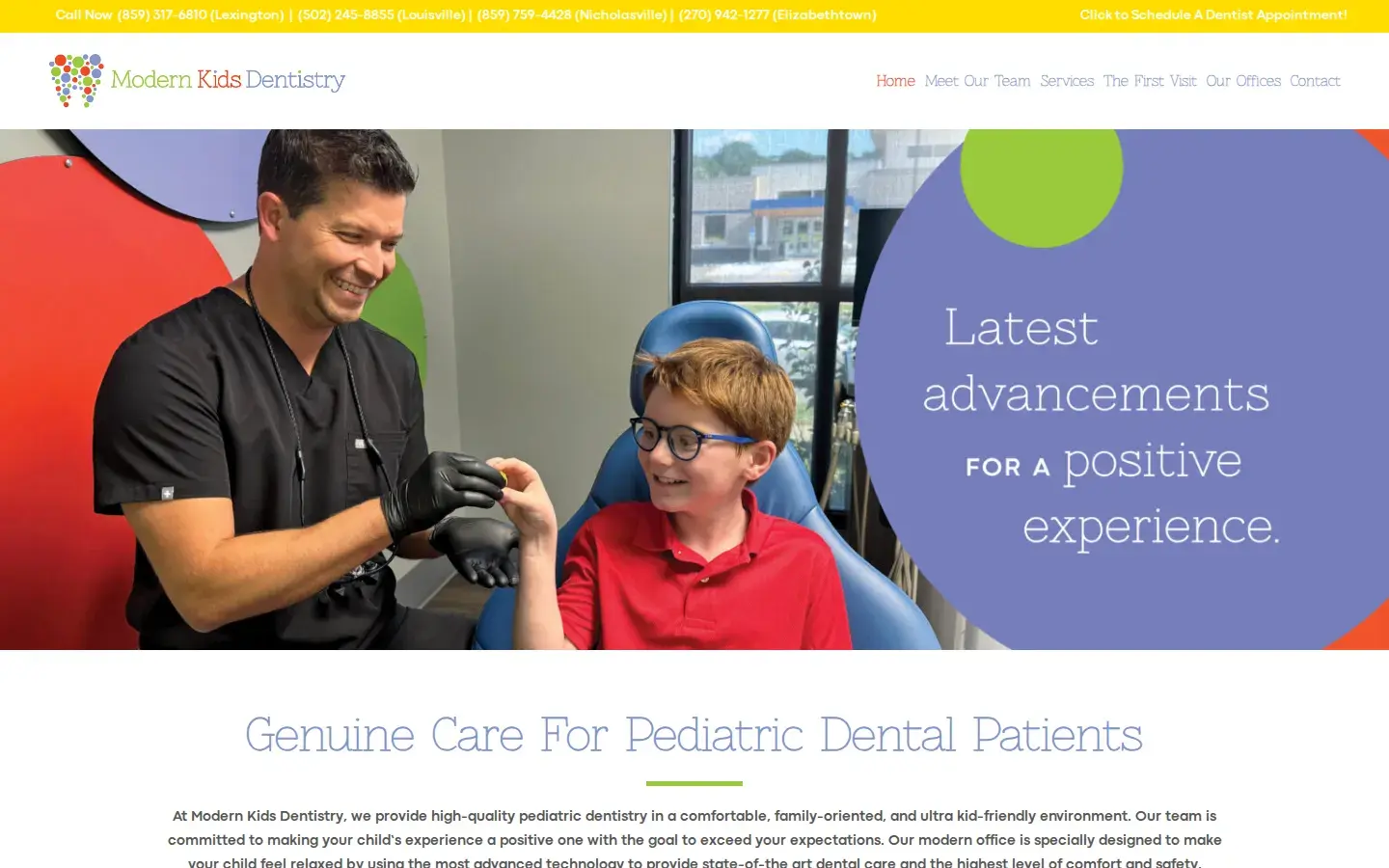 Homepage preview of Modern Kids Dentistry