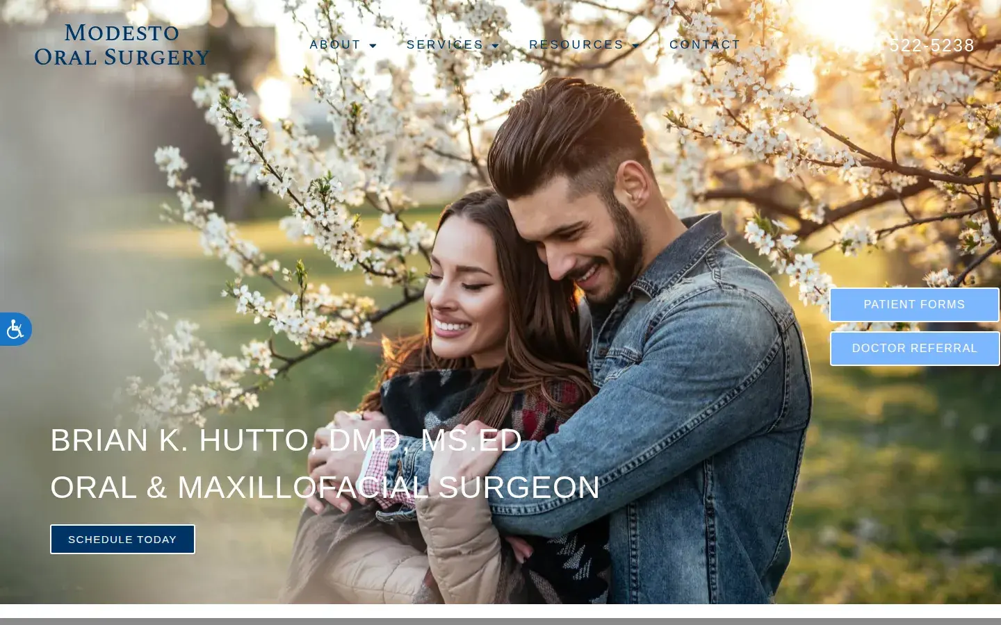 Homepage preview of Modesto Oral Surgery, Brian K. Hutto, DMD, MS.Ed