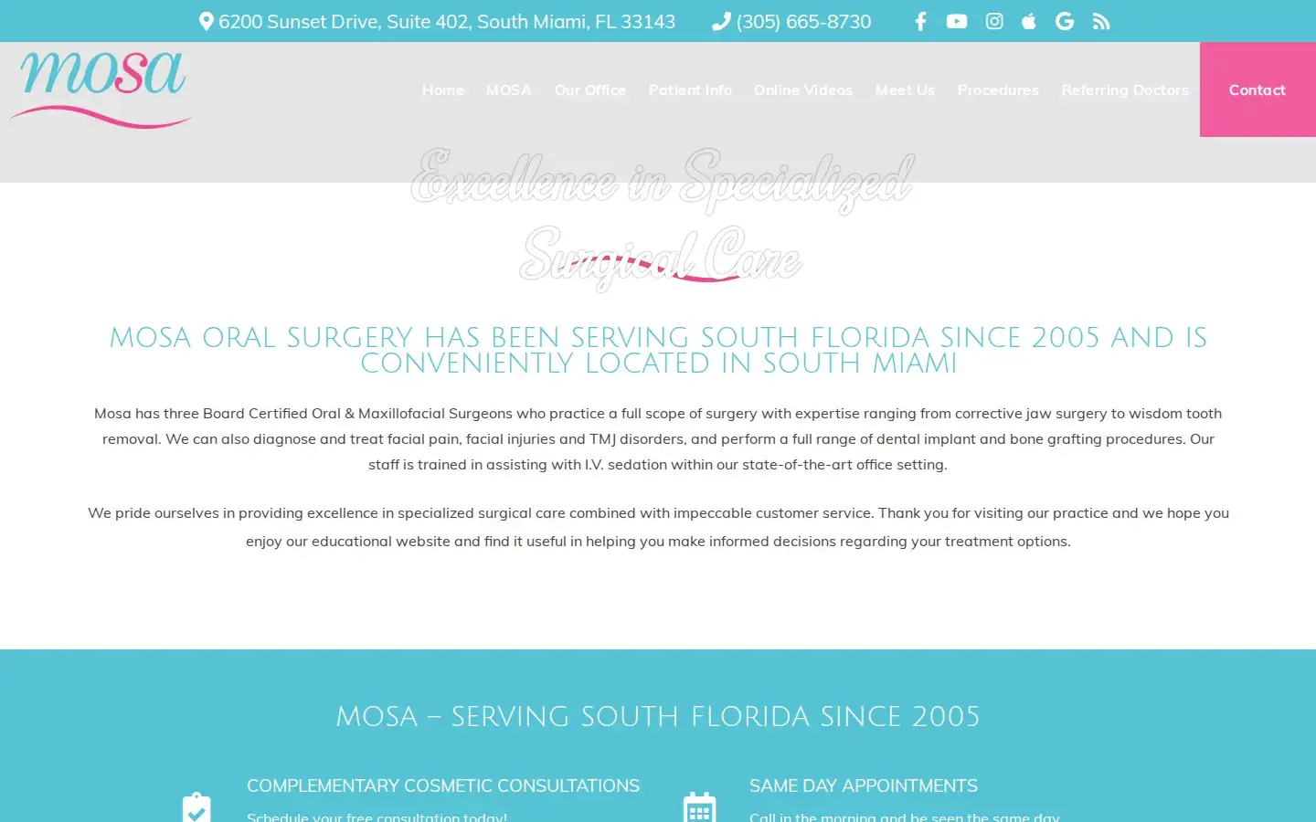 Homepage preview of Mosa Surgery – South Miami