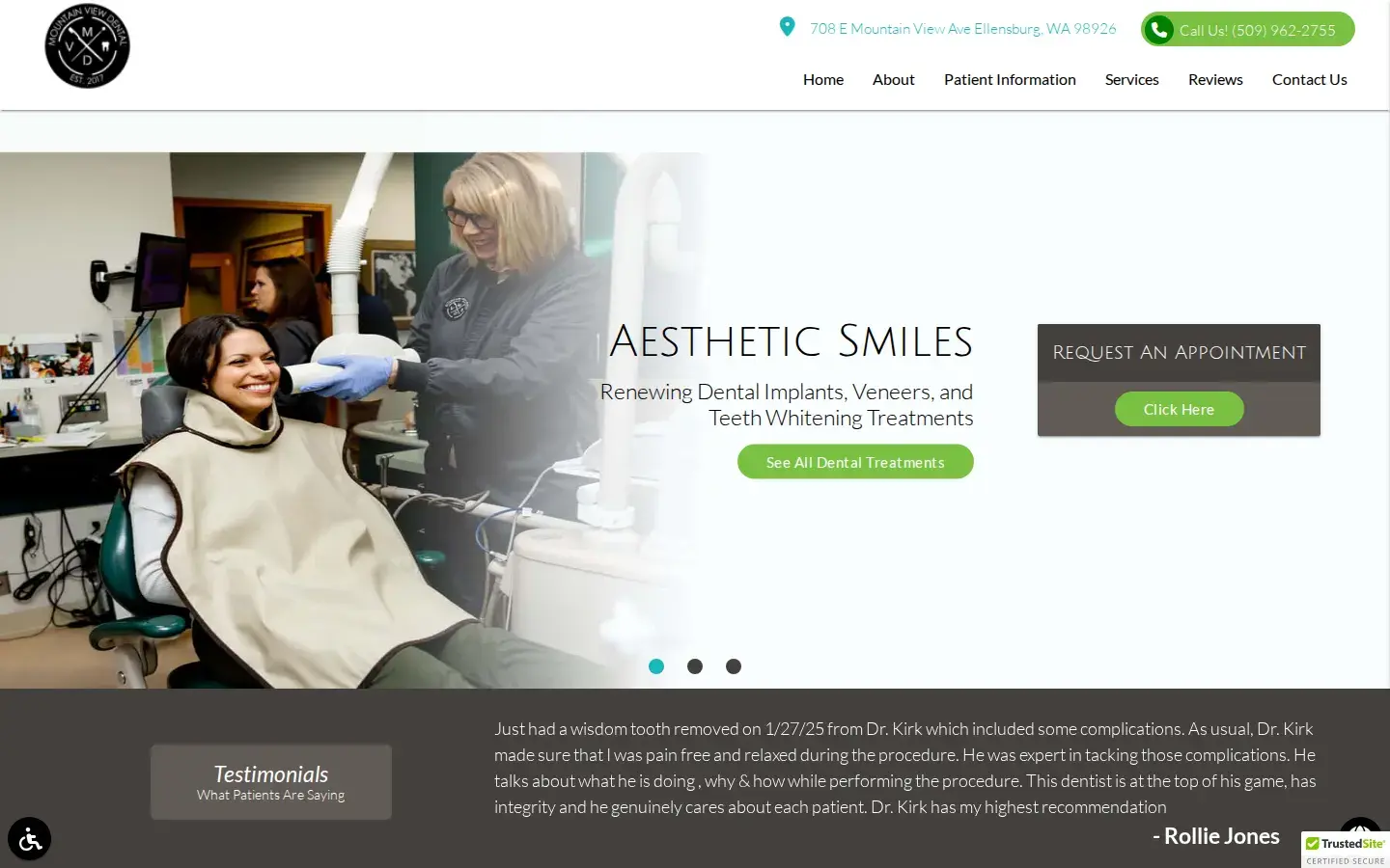 Homepage preview of Mountain View Dental