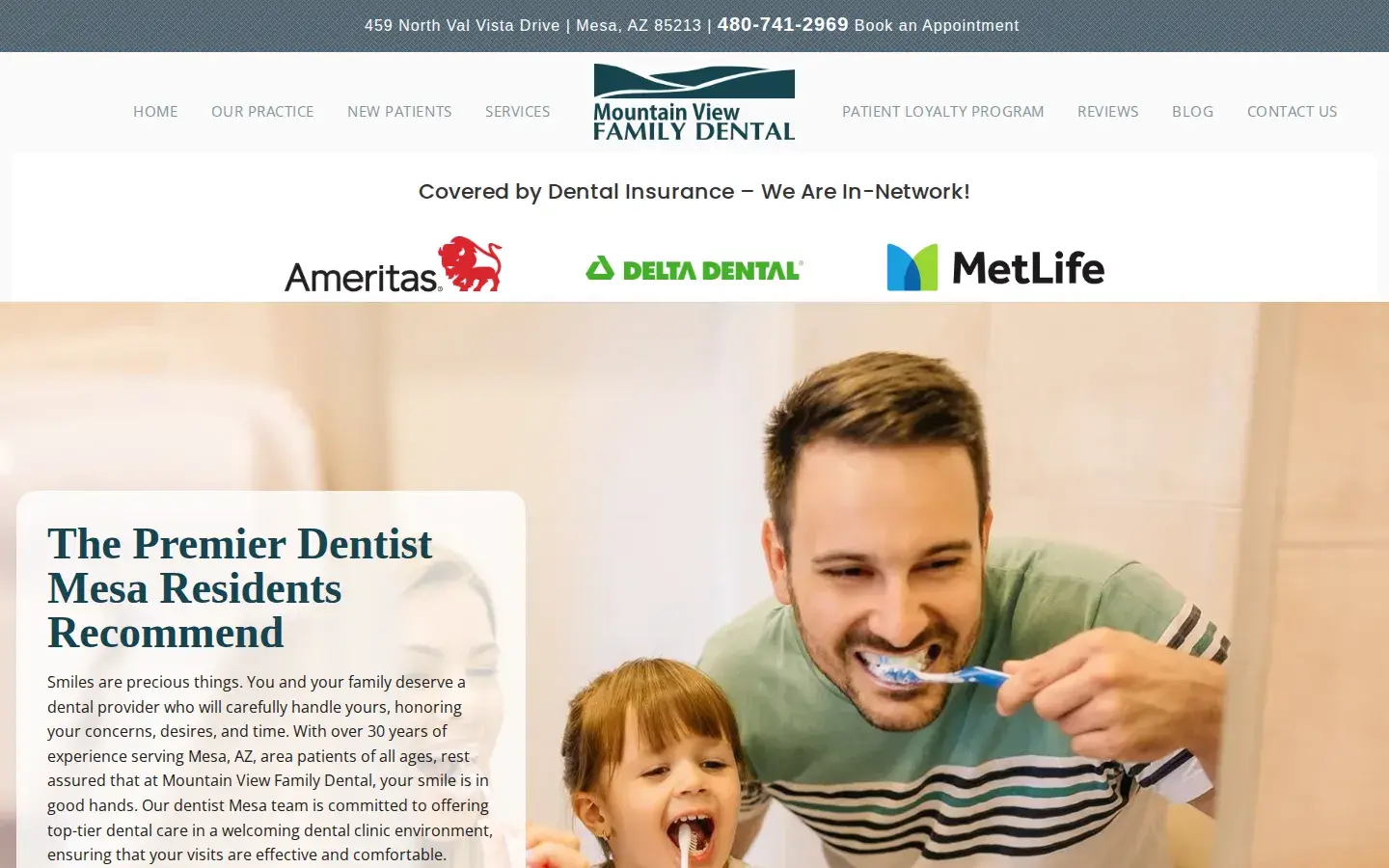 Homepage preview of Mountain View Family Dental