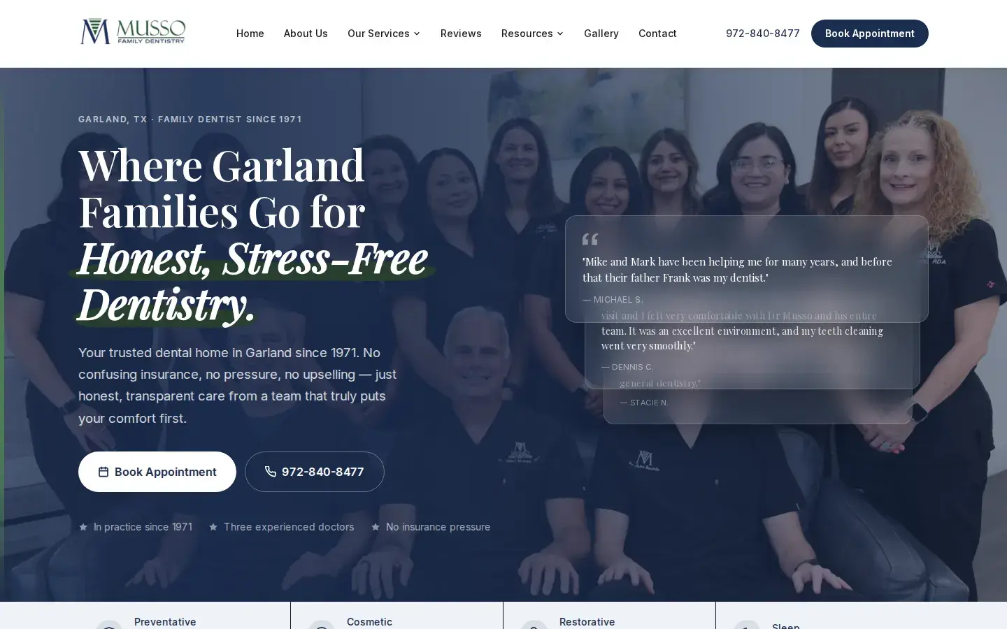 Homepage preview of Musso Family Dentistry