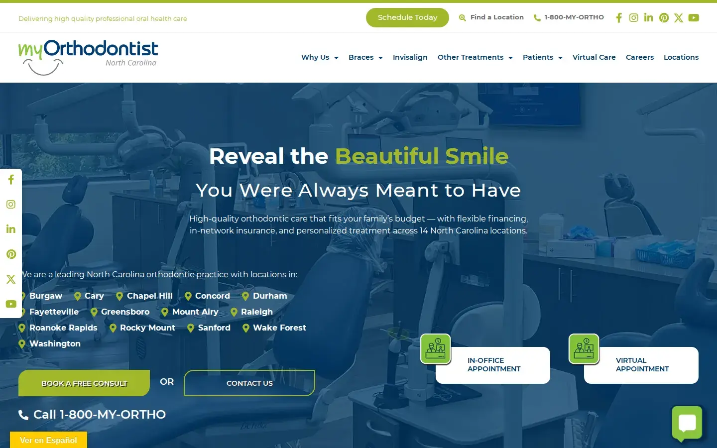 Homepage preview of MyOrthodontist Fayetteville (formerly Stout & Booth Orthodontics)
