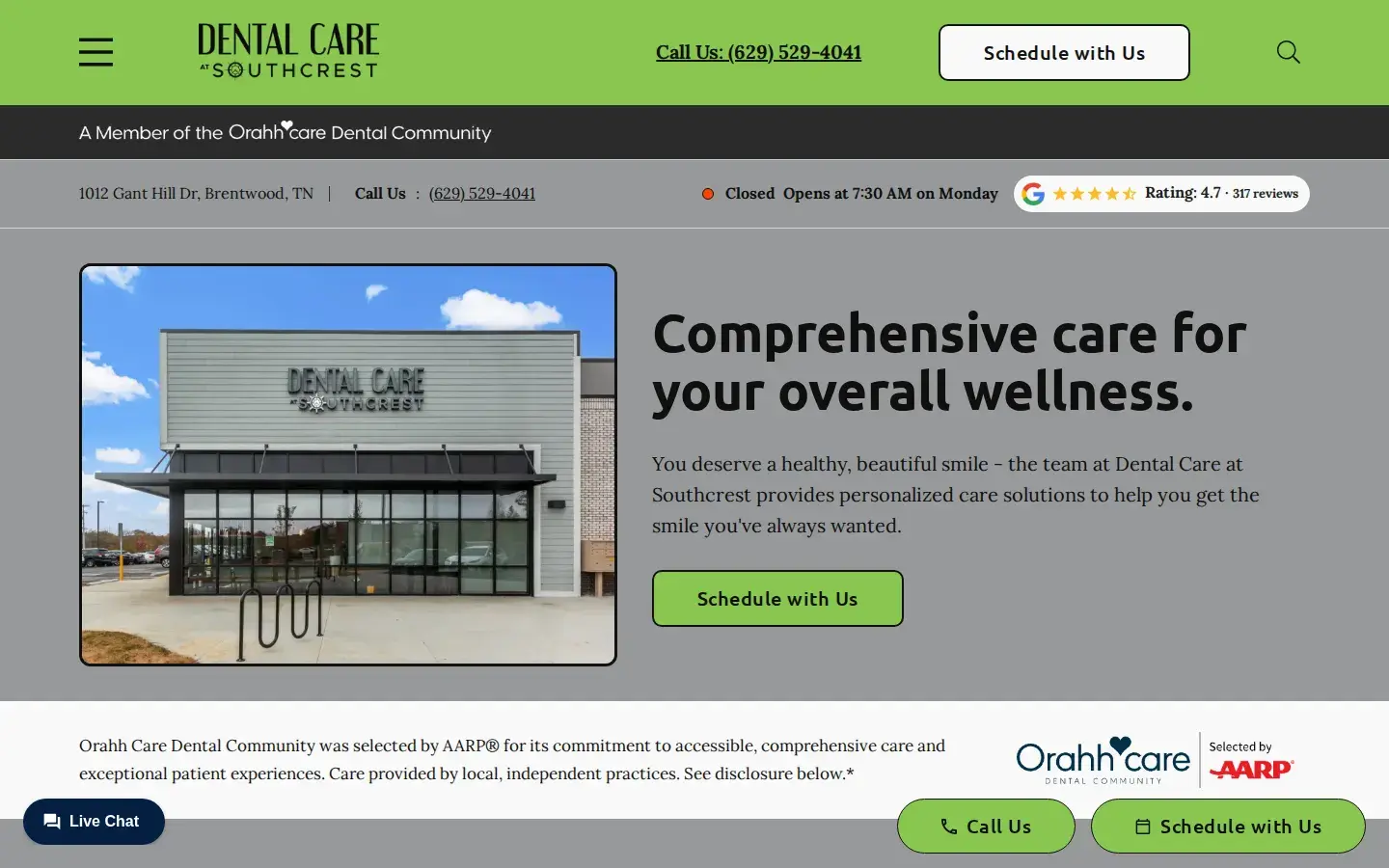 Homepage preview of Nashboro Village Family Dental