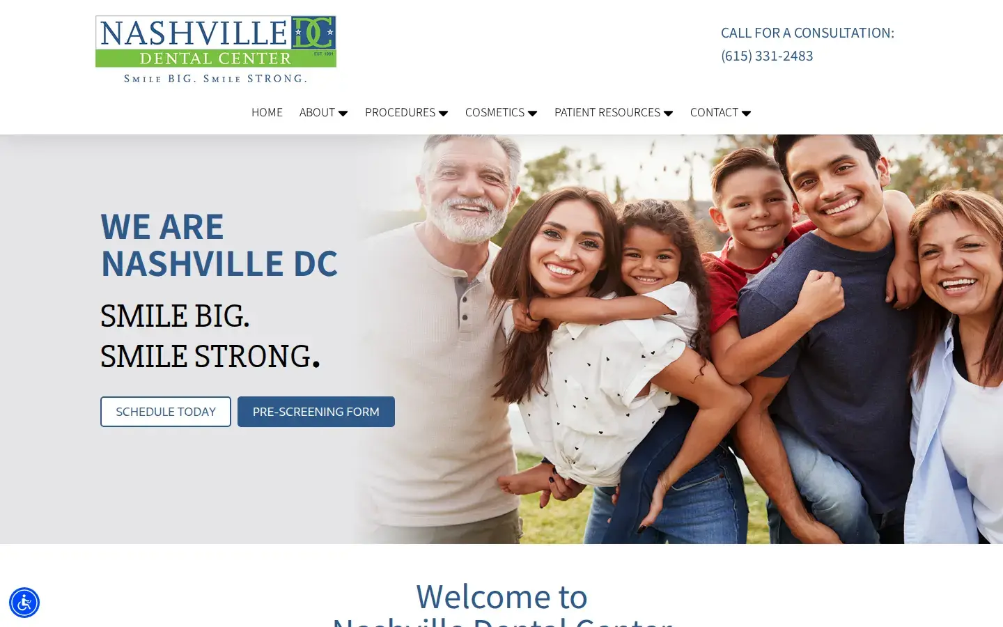 Homepage preview of Nashville Dental Center