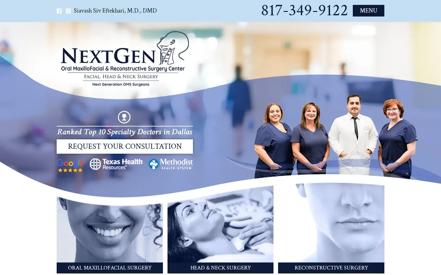Homepage preview of NextGen Oral MaxilloFacial & Reconstructive Surgery Center.