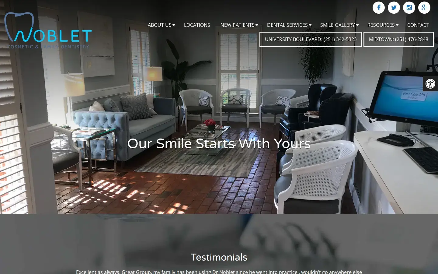 Homepage preview of Noblet Cosmetic and Family Dentistry : Mobile, AL
