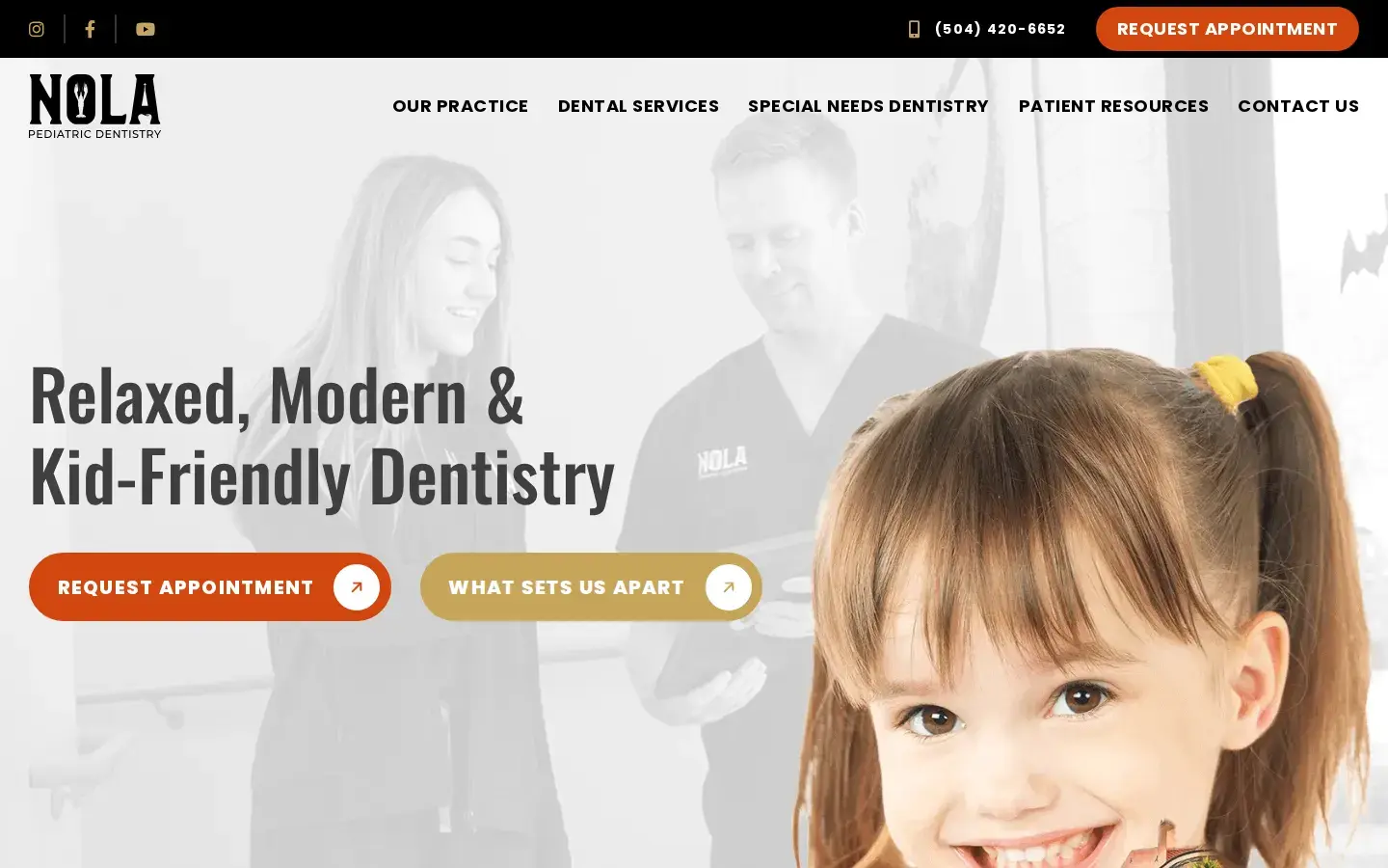 Homepage preview of NOLA Pediatric Dentistry