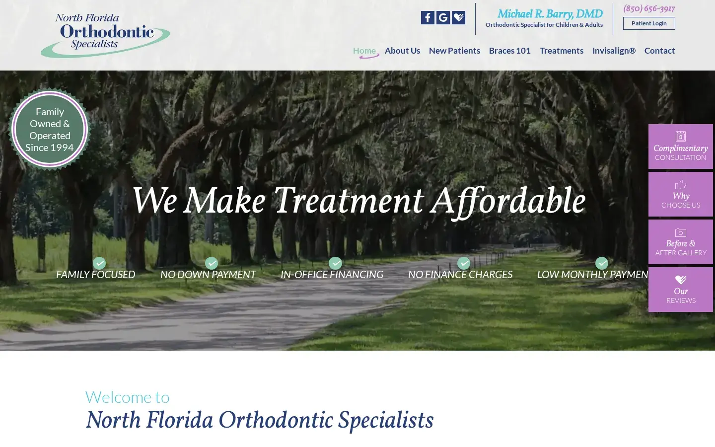 Homepage preview of North Florida Orthodontic Specialist
