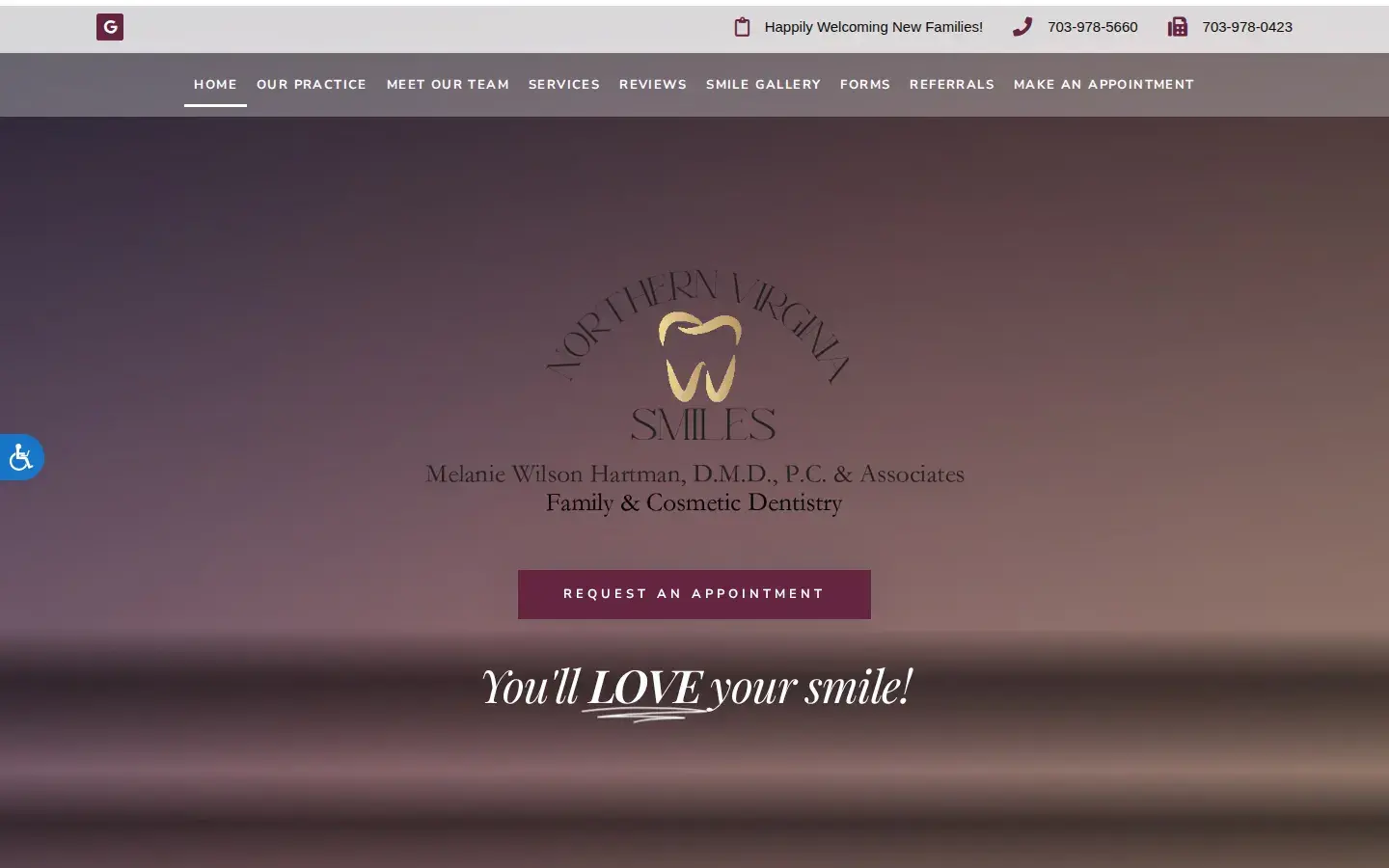 Homepage preview of Northern Virginia Smiles Family & Cosmetic Dentistry