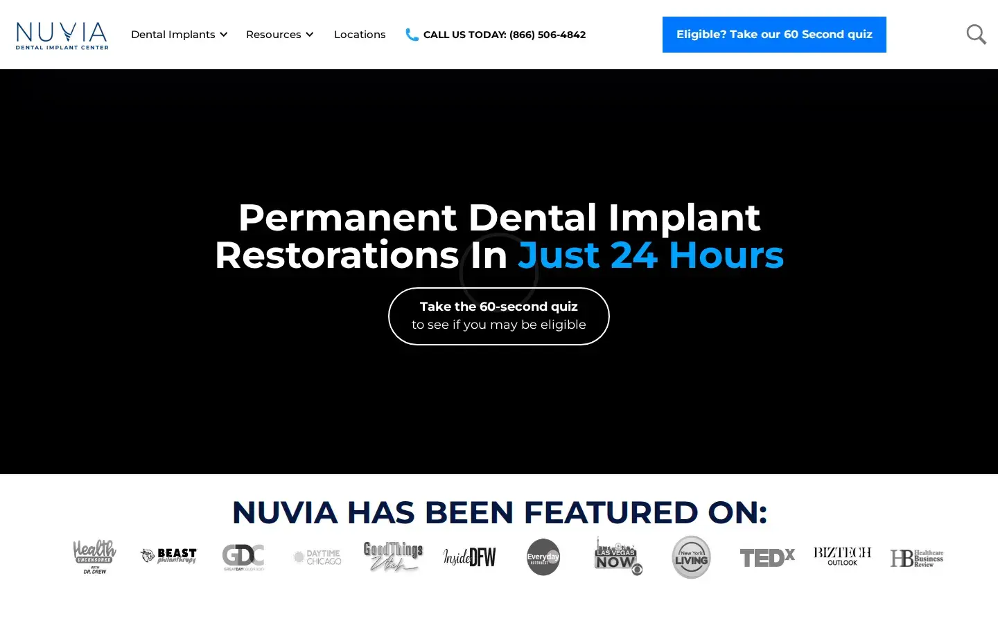 Homepage preview of Nuvia Dental Implant Center – Salt Lake City, Utah