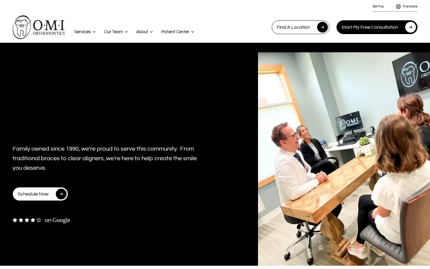 Homepage preview of O-M-I Orthodontics