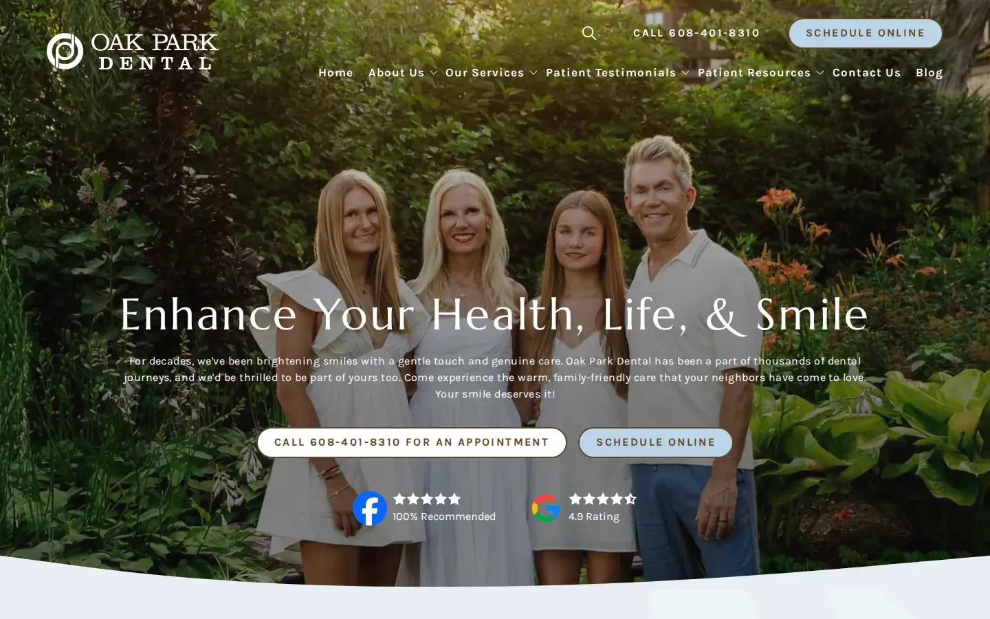 Homepage preview of Oak Park Dental