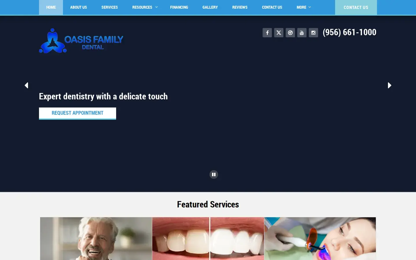 Homepage preview of Oasis Family Dental