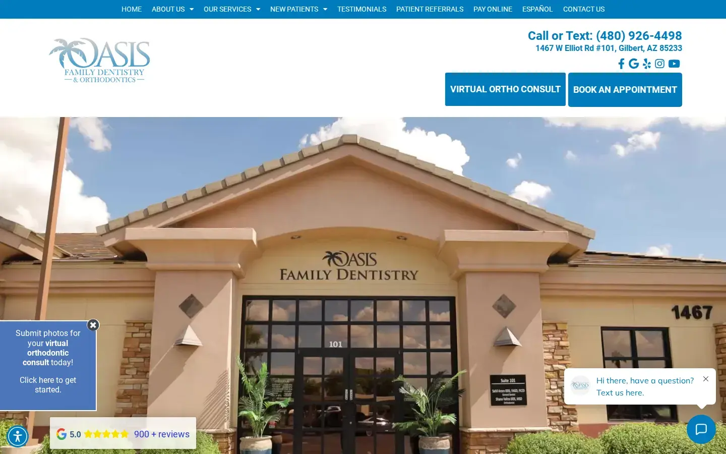 Homepage preview of Oasis Family Dentistry and Orthodontics