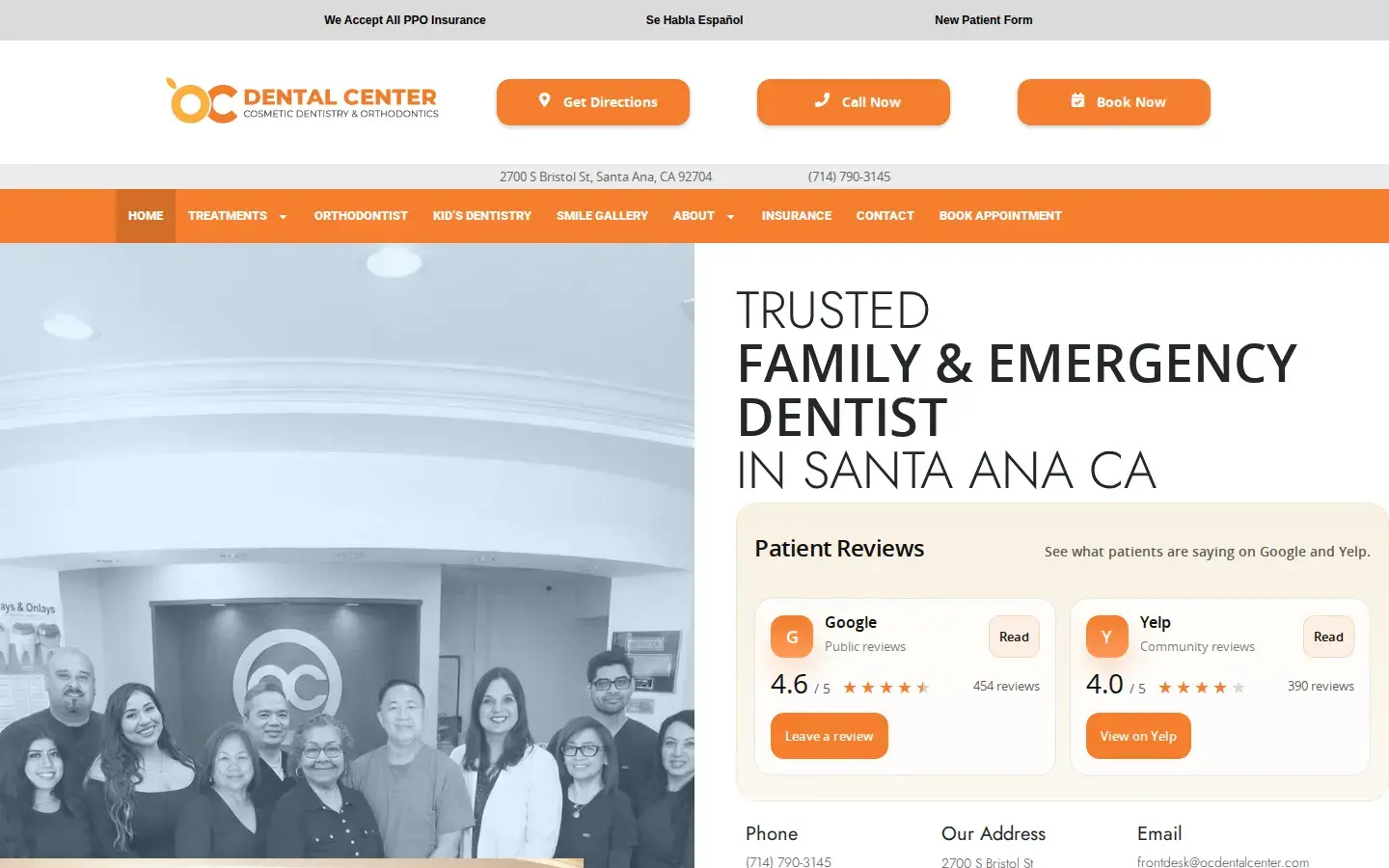 Homepage preview of OC Dental Center