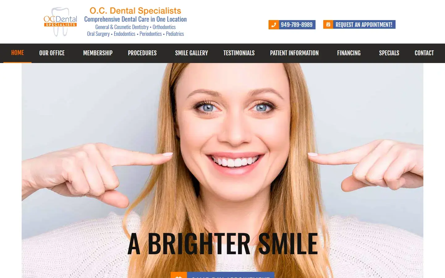Homepage preview of OC Dental Specialists