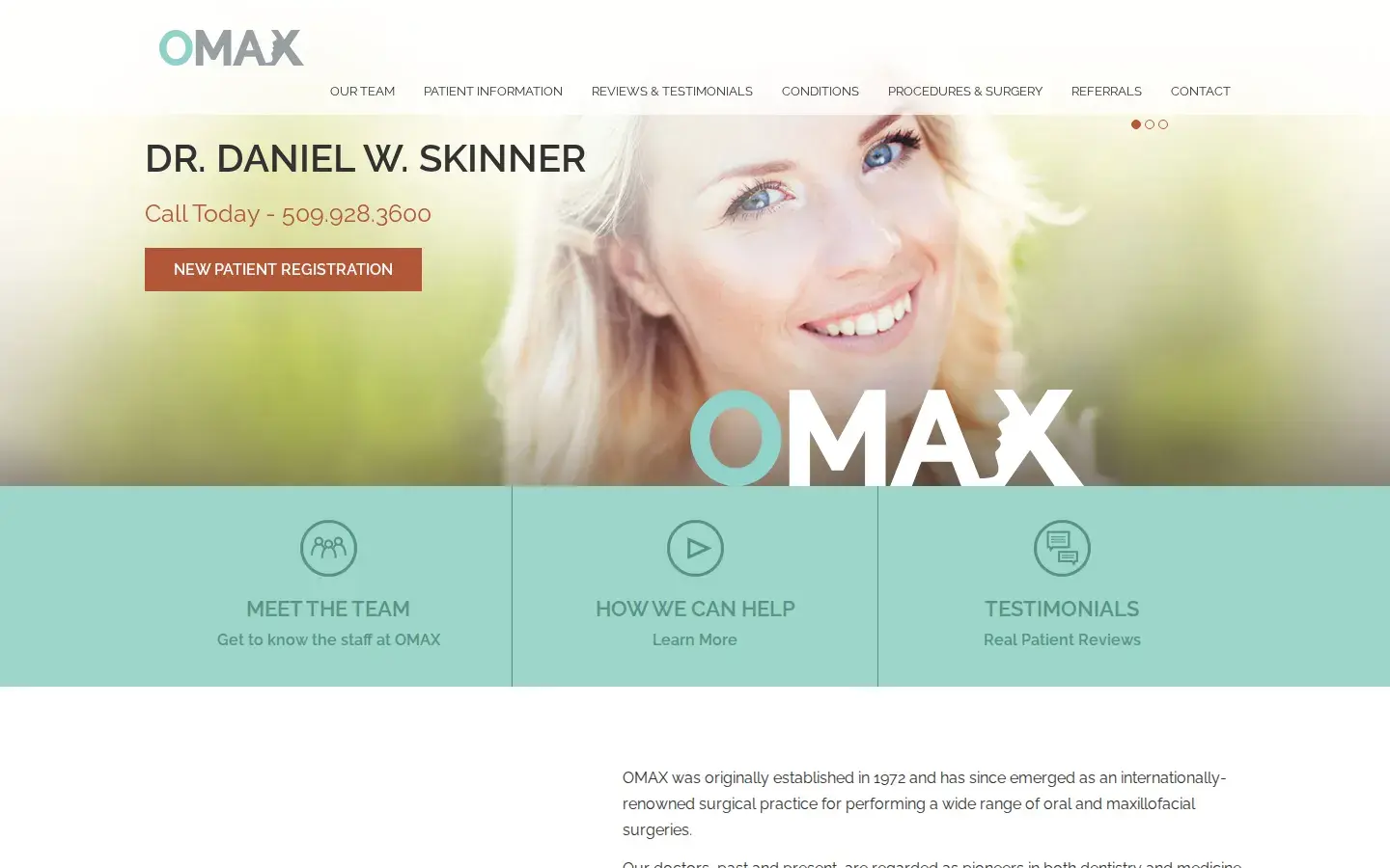 Homepage preview of OMAX Oral and Maxillofacial